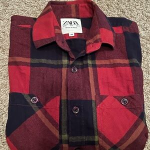 Zara Men's or women’s Red and Black Checkered Shirt
